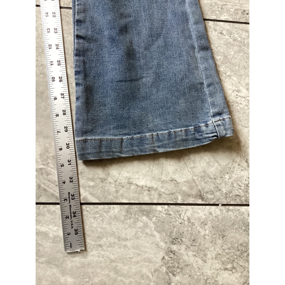 Ed Hardy Slim Flare Jeans Womens 26 Medium Vintage Blue Tattoo Embroidered Logo - Picture 9 of 12